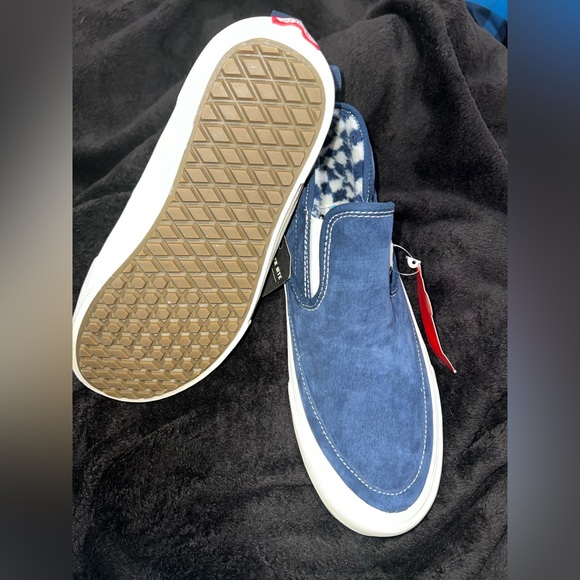 Vans shoes Mid Slip MTE Suede Dress Blues Antique White Faux Fur Size 7.5 M / 9W - Picture 3 of 3